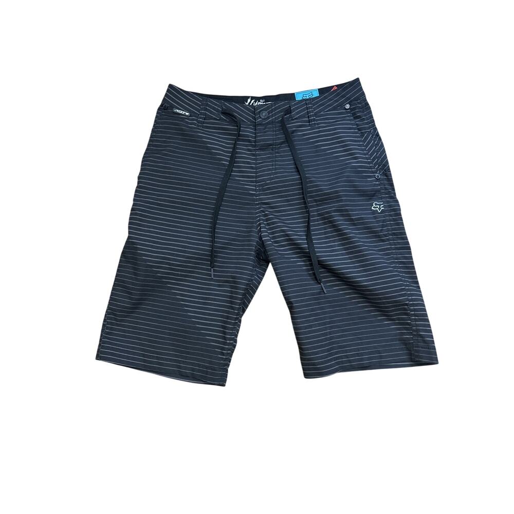 Fox Racing Board Shorts Mens 30 Hydro Series Striped Black Grey Swim Trunks